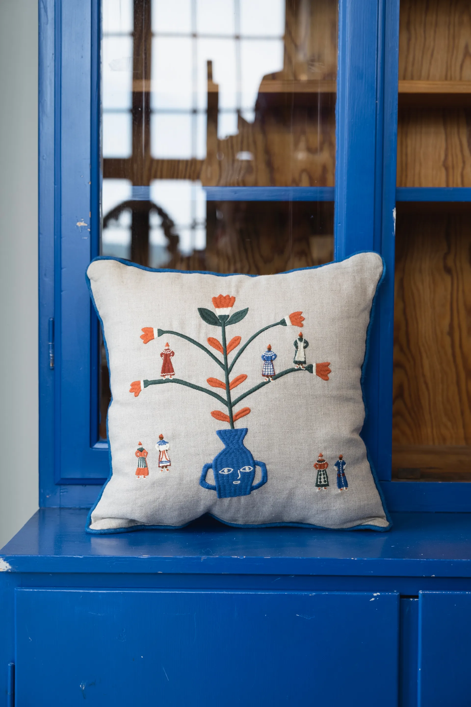 Seasonal pillowcase 38x38 cm, Natural-blue Fine Little Day