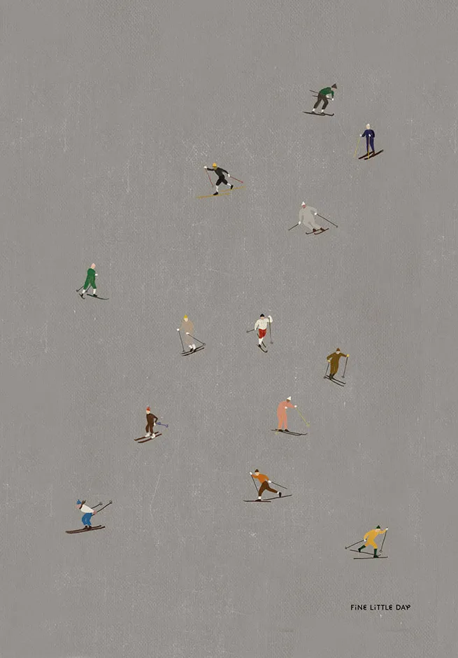 Skiers poster 50x70 cm - grey - Fine Little Day