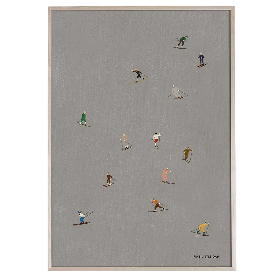 Skiers poster 50x70 cm, grey Fine Little Day