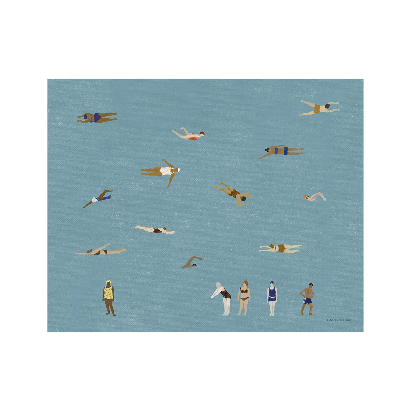 Swimmers poster, Blue, 40x50 cm Fine Little Day