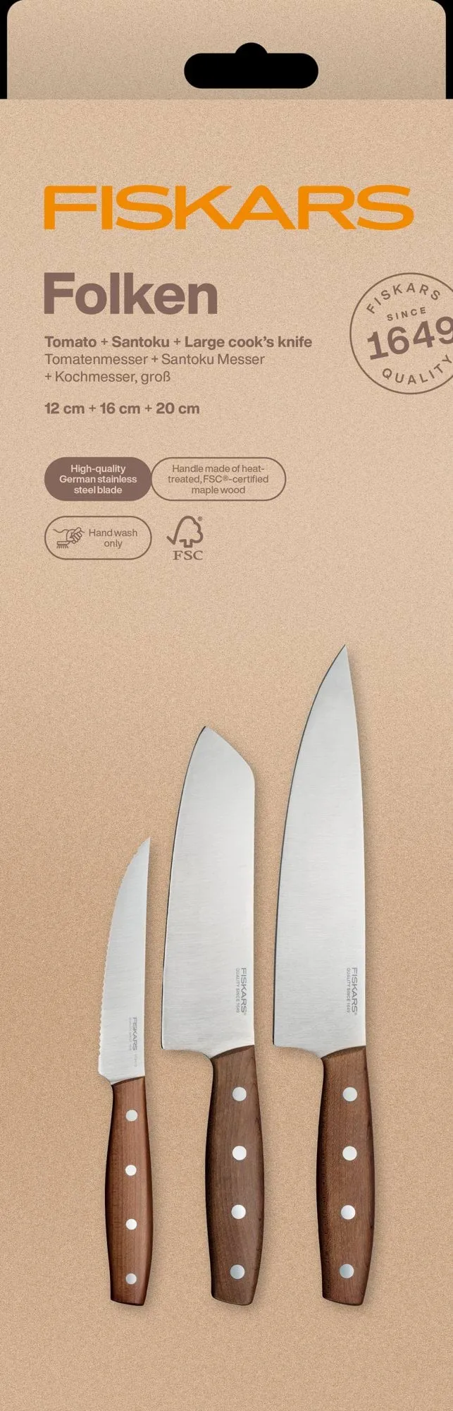 Folken knife set, 3 pieces Fiskars