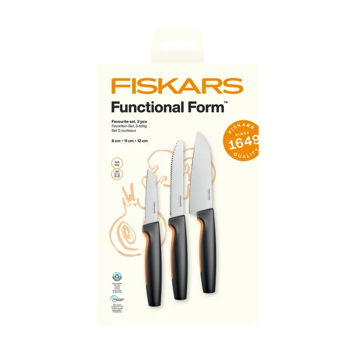 Functional Form favourite knife set - Stainless steel, 3 pieces - Fiskars