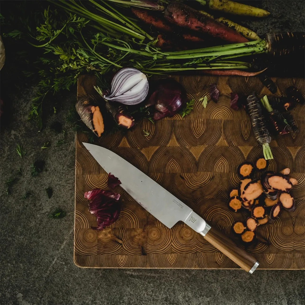 Norden chef's knife + vegetable knife set 2 pieces, Stainless steel-birch Fiskars