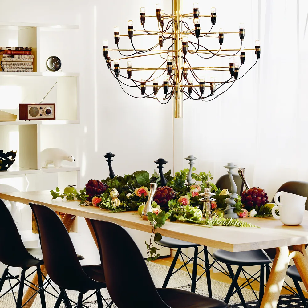 2097 Sarfatti chandelier, Brass 30 lamps Flos