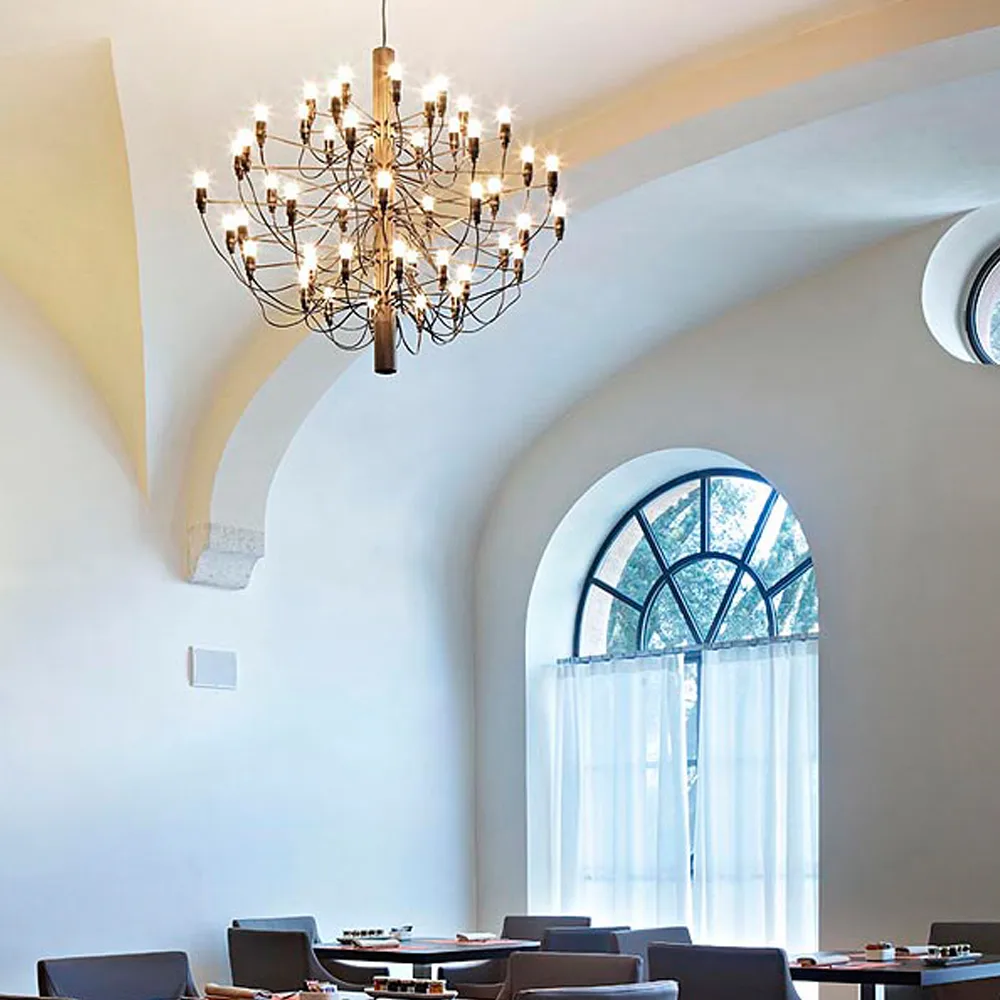 2097 Sarfatti chandelier, Brass 50 lamps Flos