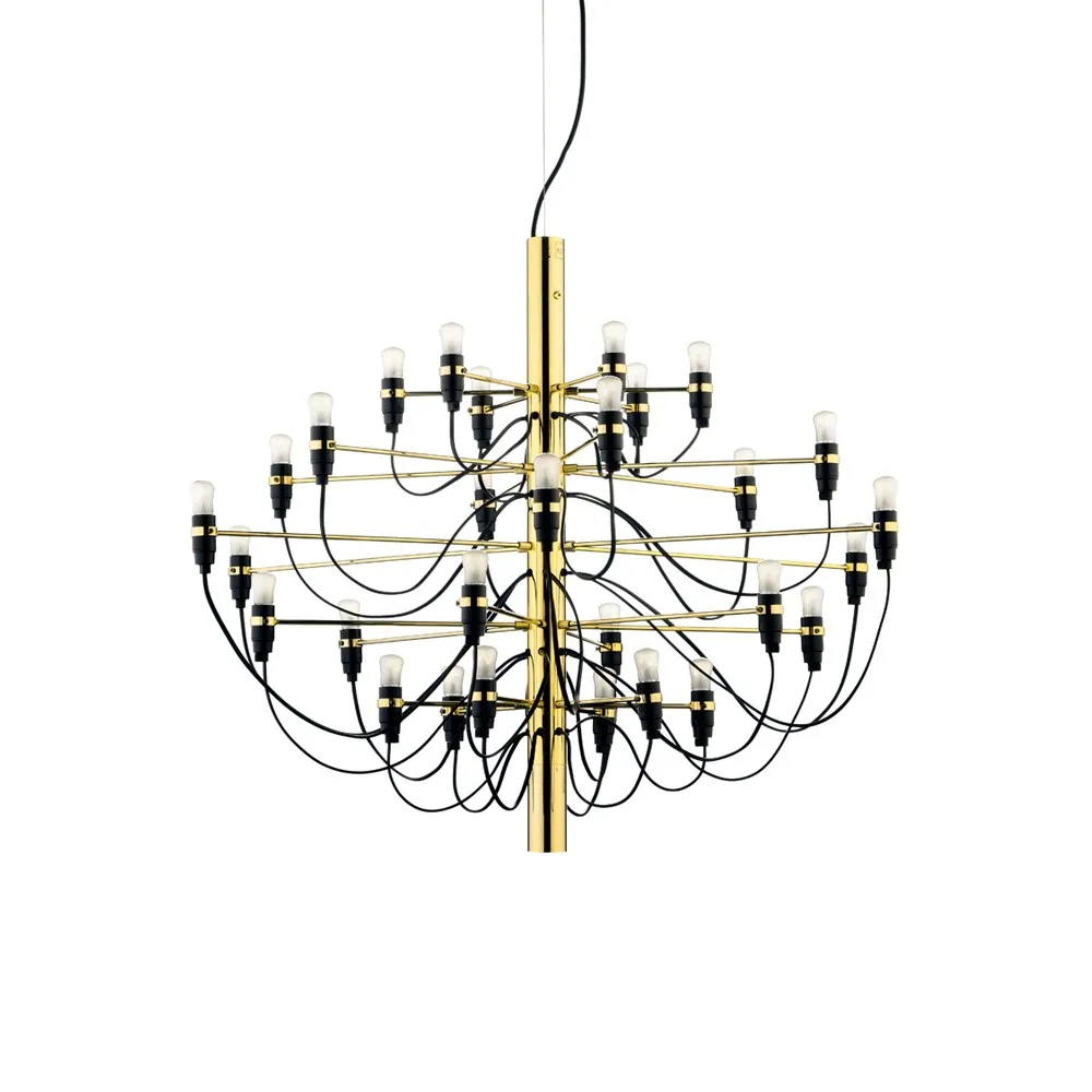 2097 Sarfatti chandelier LED, Brass 30 lamps Flos
