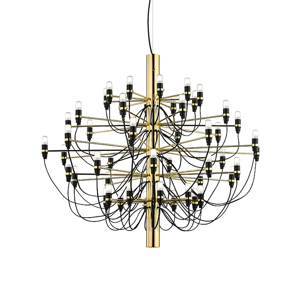 2097 Sarfatti chandelier LED, Brass 50 lamps Flos