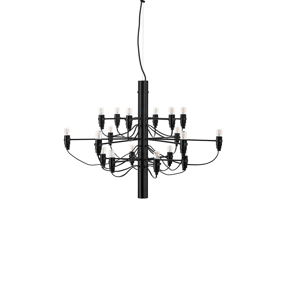 2097 Sarfatti chandelier, Matte black 18 lamps Flos
