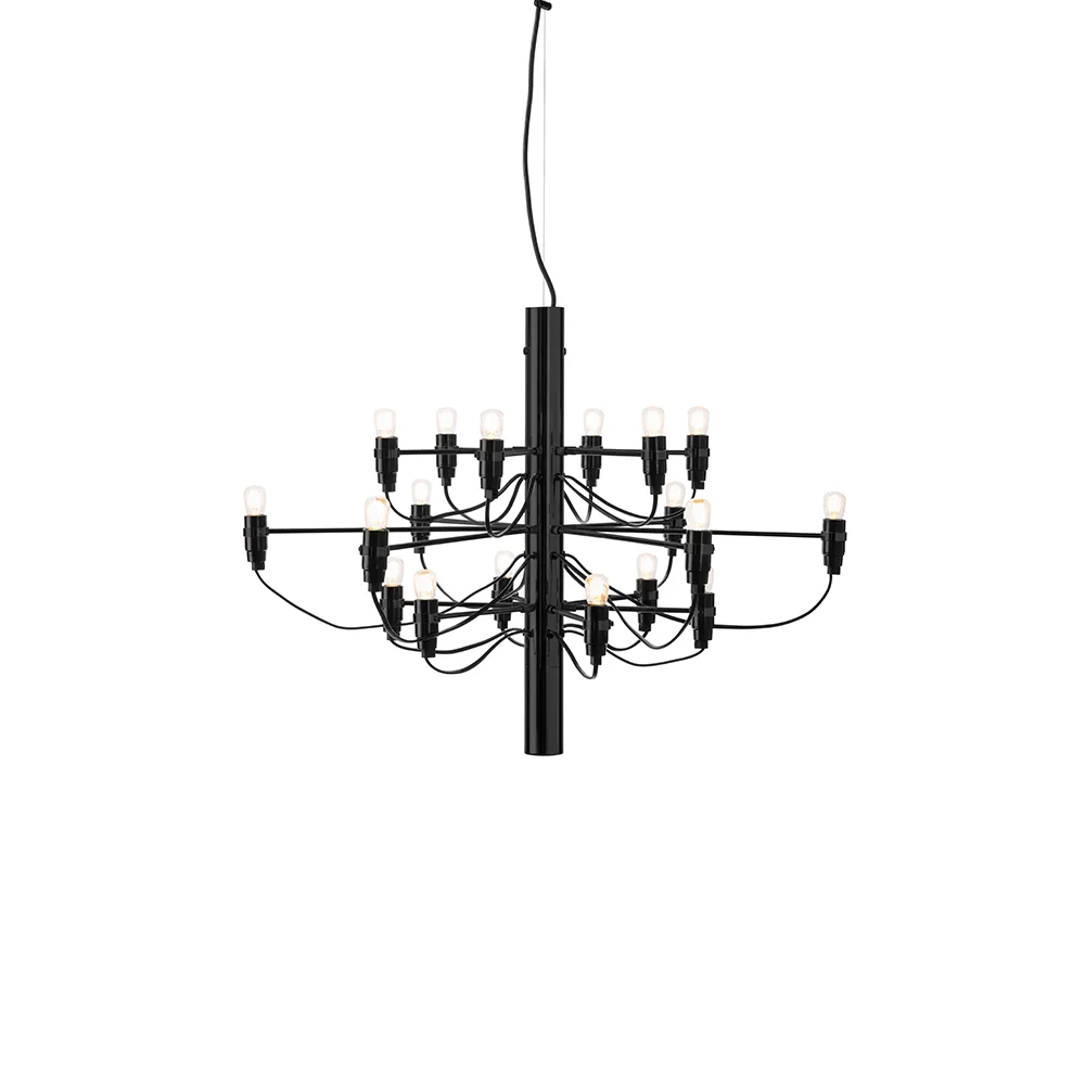 2097 Sarfatti chandelier, Matte black 18 lamps Flos