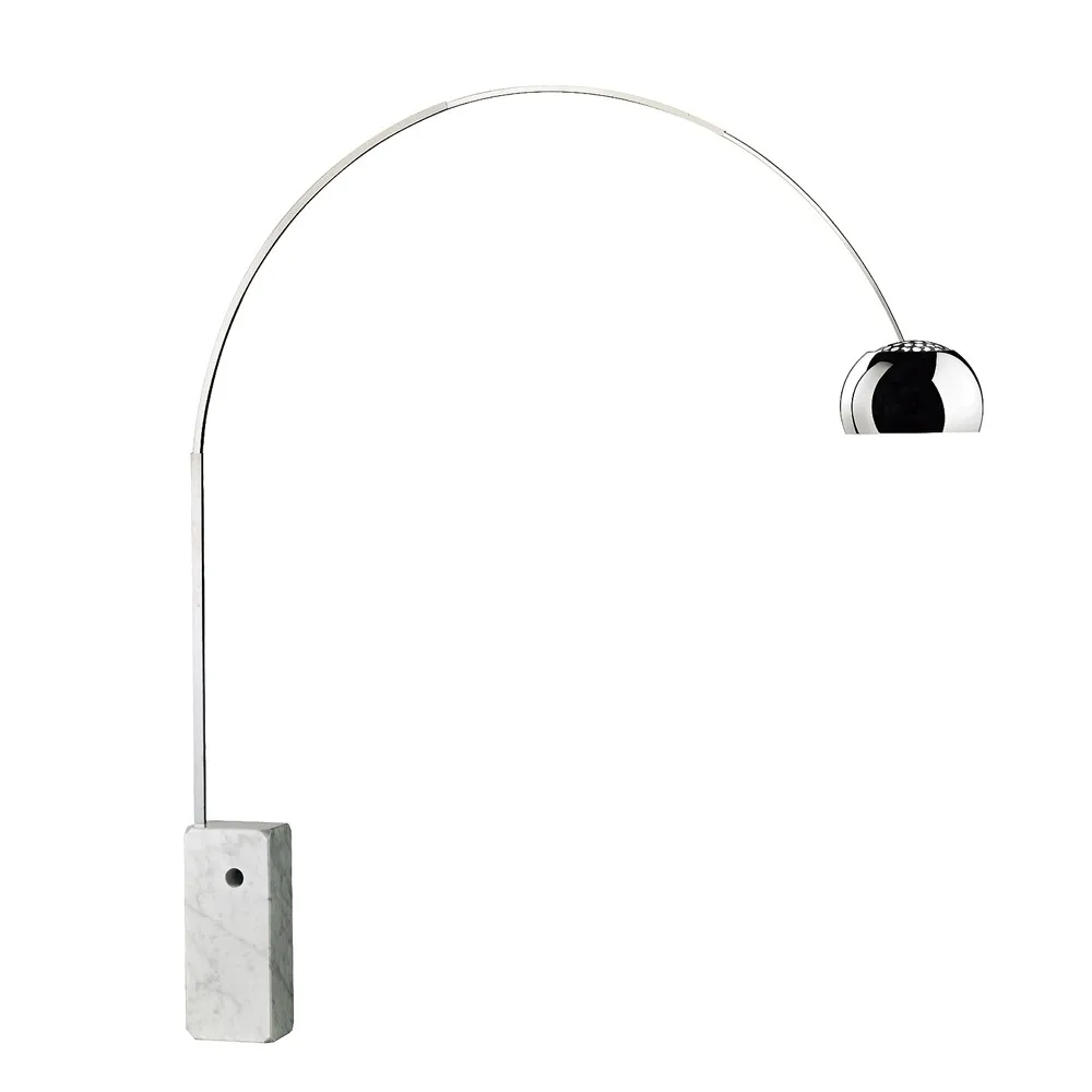 Arco floor lamp, Chrome, Carrara marble base Flos