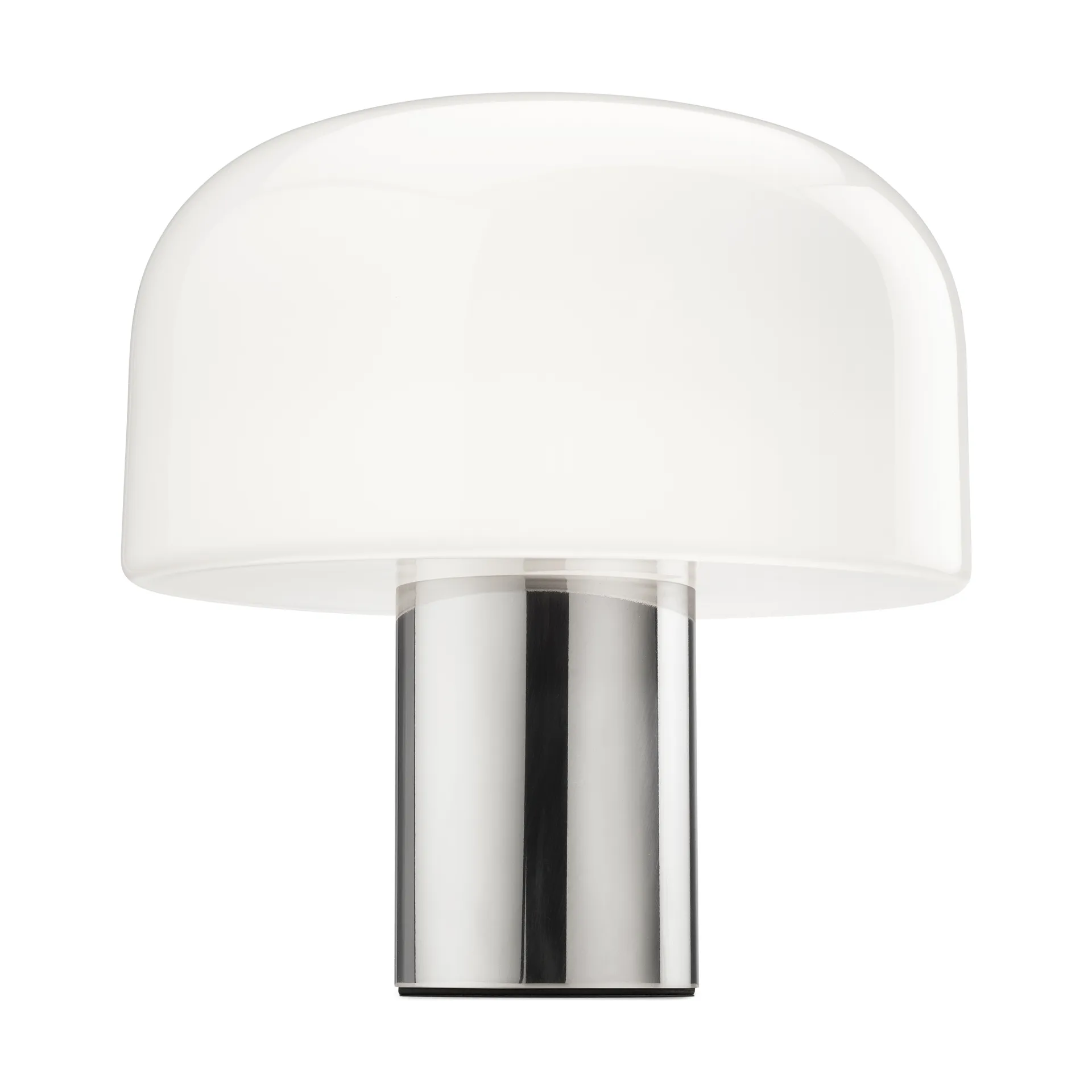 Bellhop Glass T table lamp, Bright aluminum Flos