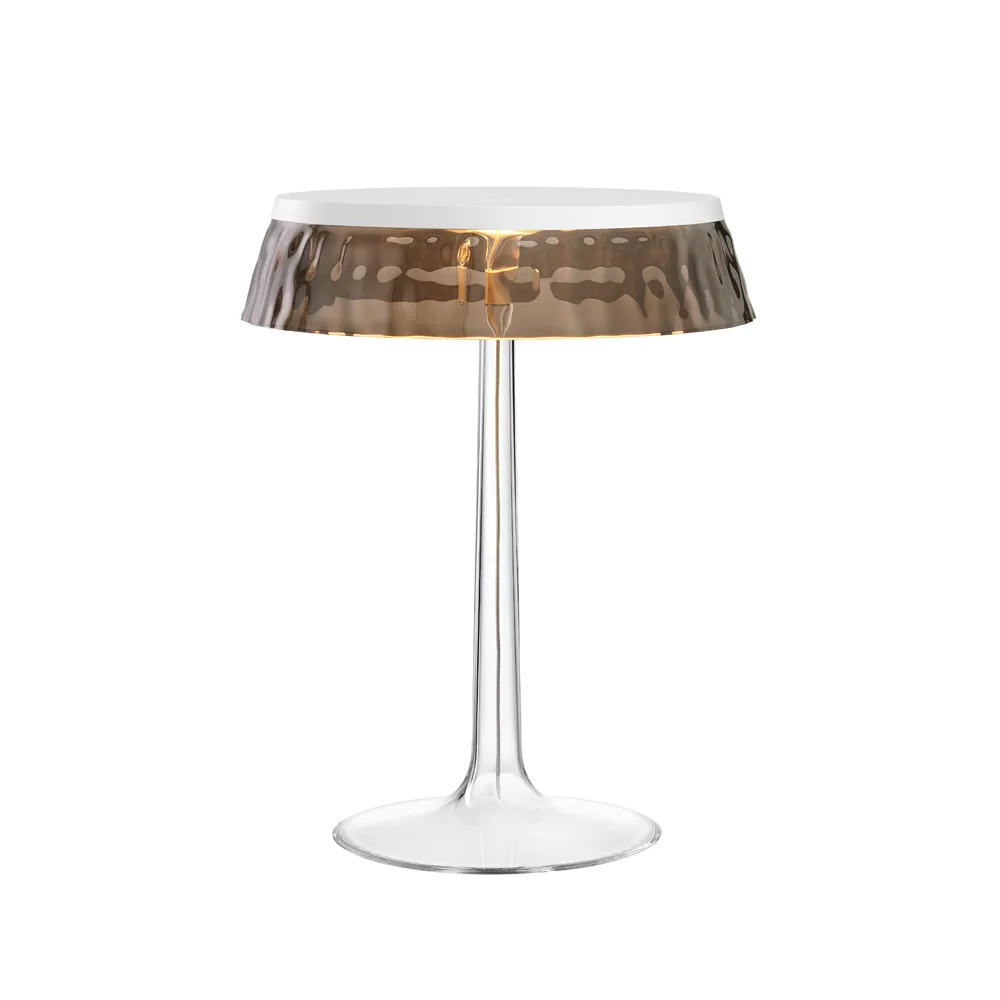 Bon Jour T table lamp, White, fumé lampshade Flos
