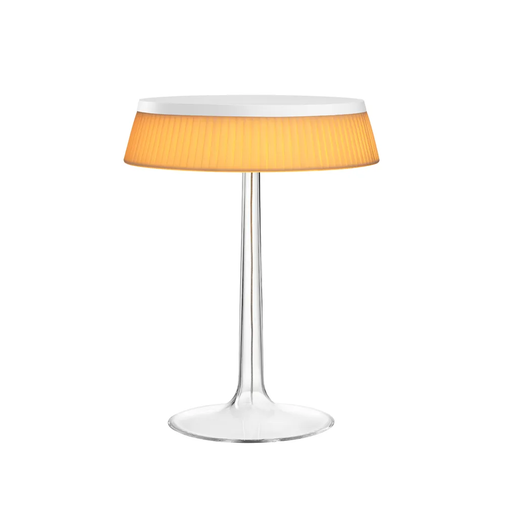 Bon Jour T table lamp, White, soft fabric lampshade Flos