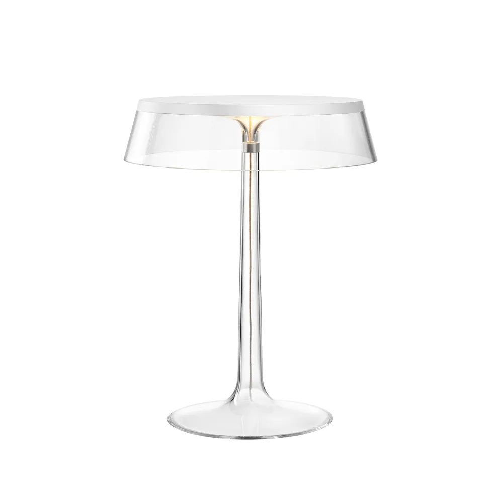 Bon Jour T table lamp, White, transparent lampshade Flos