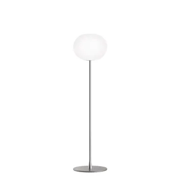 Glo-ball F1 floor lamp - White opal glass, matte silver stand - Flos