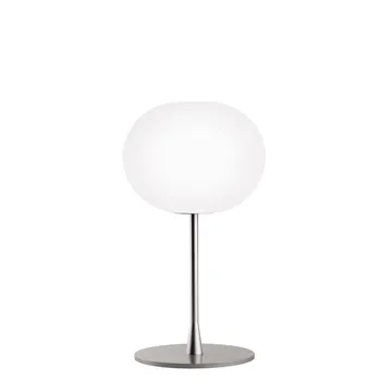 Glo-ball T1 table lamp - White opal glass, matte silver stand - Flos
