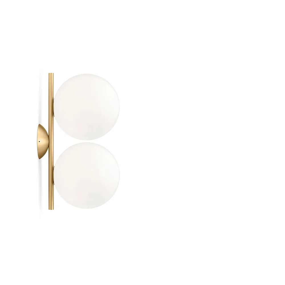 IC lights C/W1 Double wall lamp, Brushed brass, opal Flos