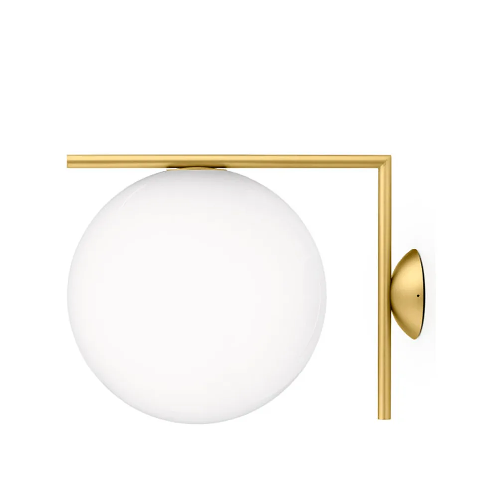 IC lights C/W2 wall lamp, Brushed brass, opal Flos