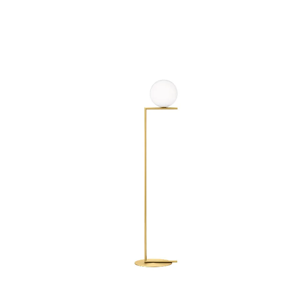 IC lights F1 floor lamp, Brushed brass, opal Flos