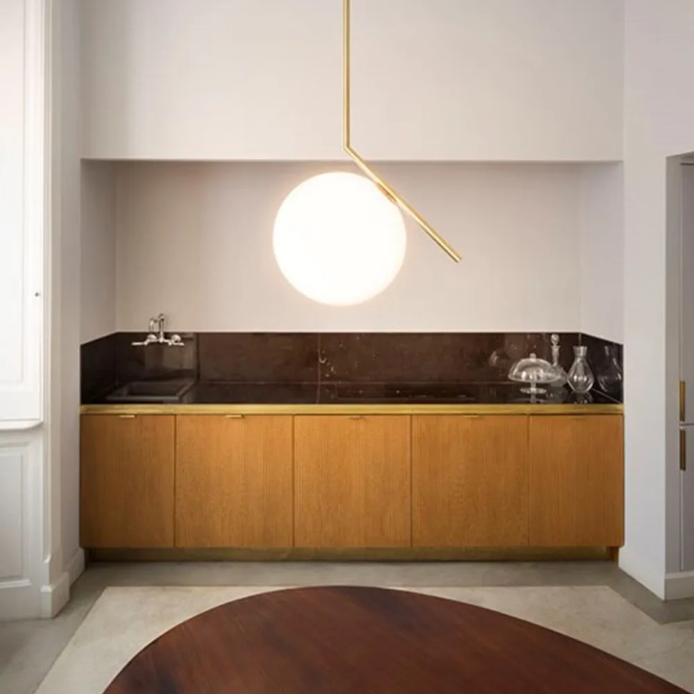 IC lights S1 pendant, Chrome, opal Flos