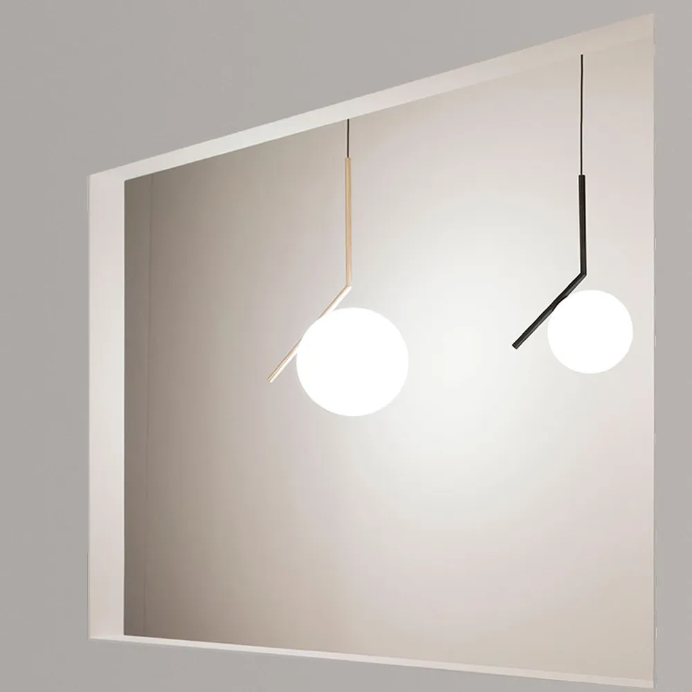 IC lights S2 pendant, Black, opal Flos