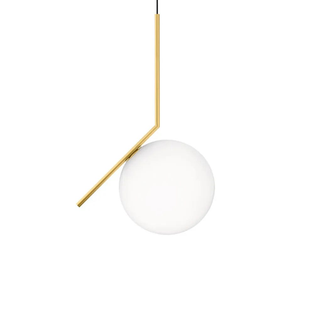 IC lights S2 pendant, Brushed brass, opal Flos