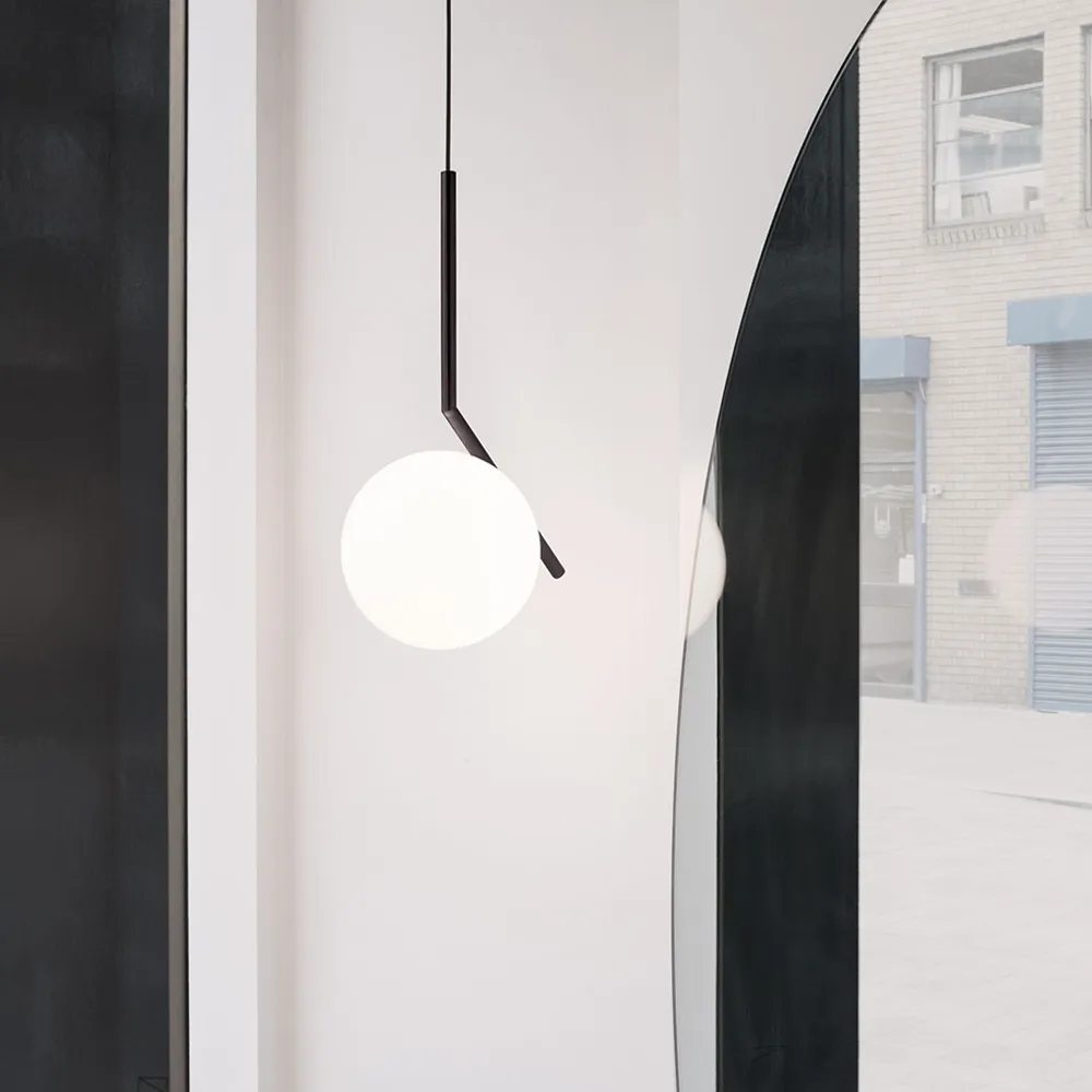 IC lights S2 pendant, Chrome, opal Flos