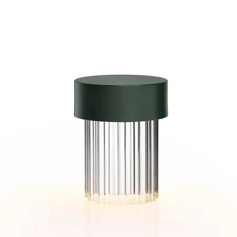 Last Order Fluted IP55 table lamp, Green Flos