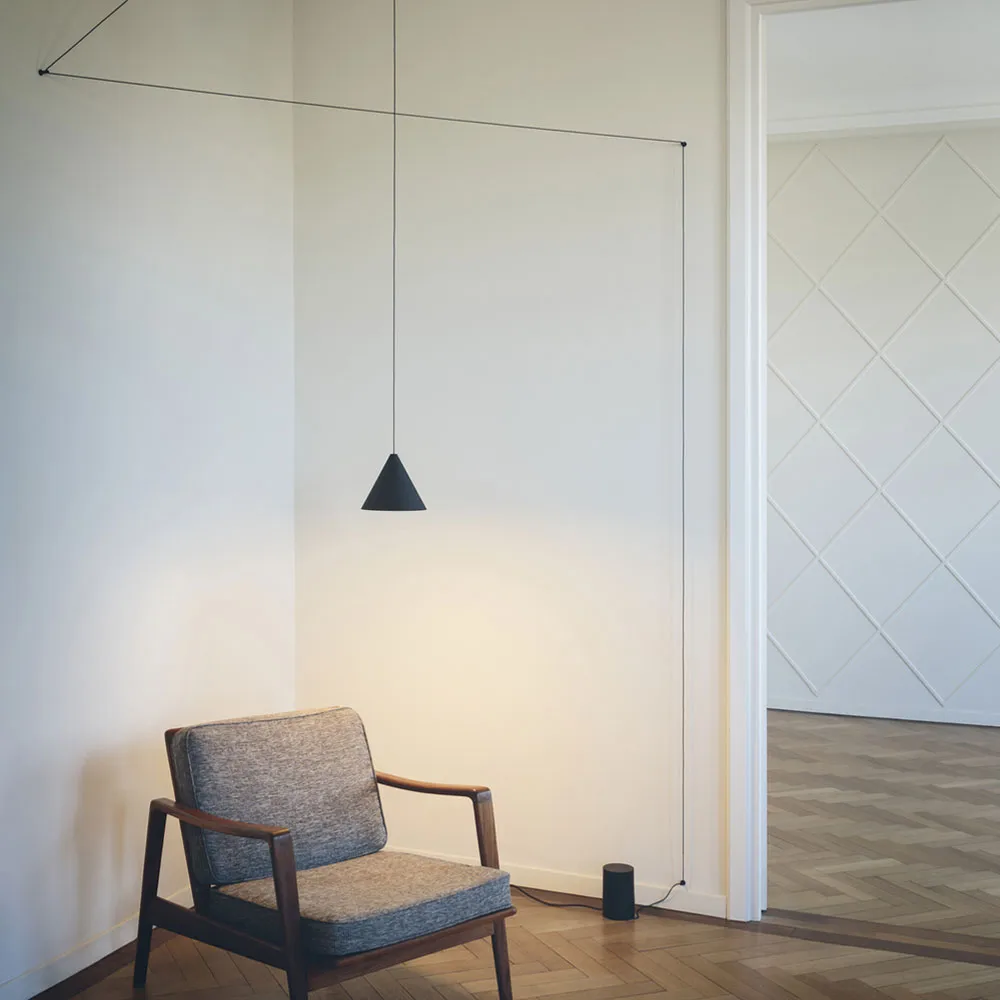 String Light Cone pendant, Black, 12m cable Flos