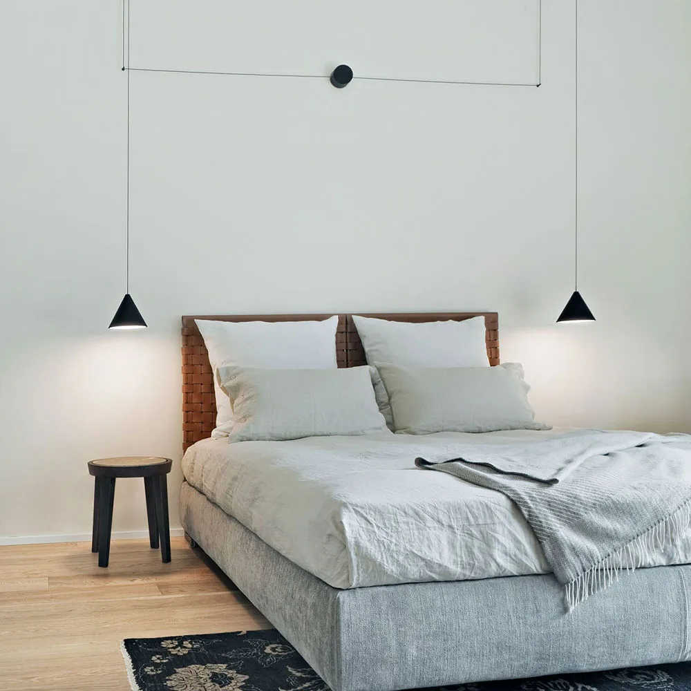 String Light Cone pendant, White, 22 m cable Flos
