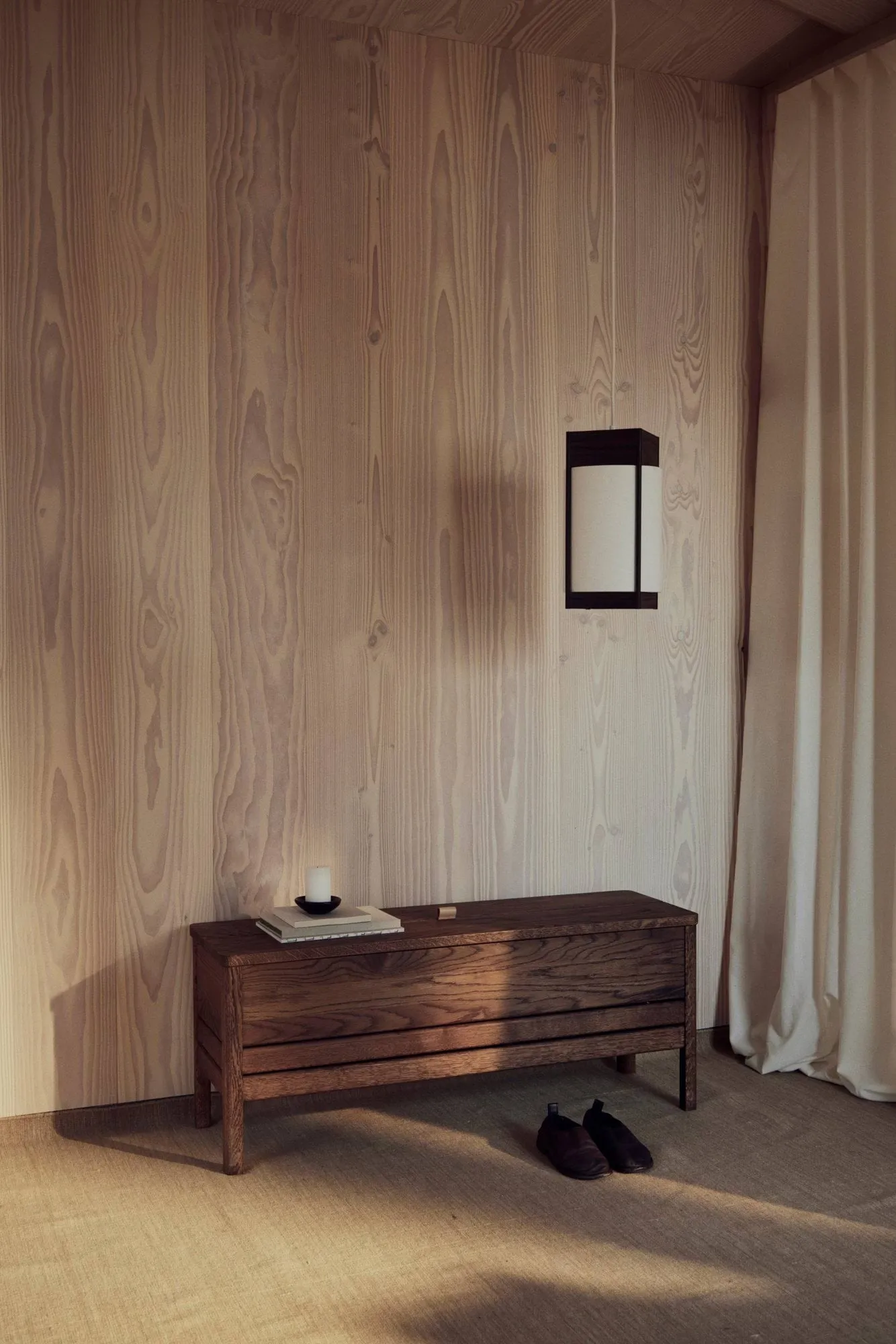 Andon pendant lamp, Dark brown ash, medium Form & Refine