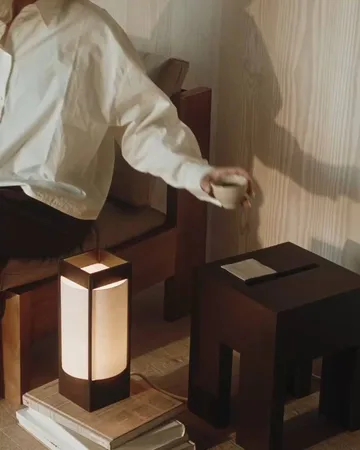 Andon table lamp - Dark brown ash, 32 cm - Form & Refine