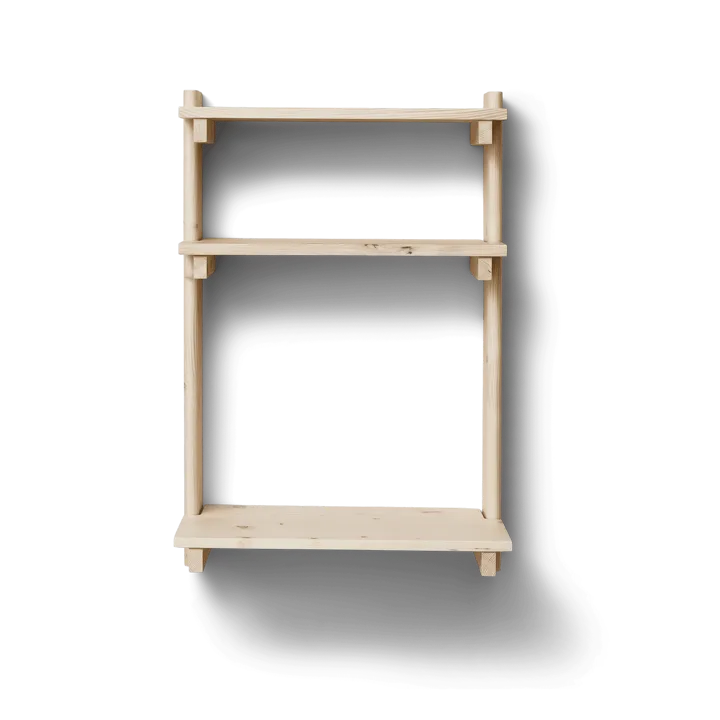 Beam wall shelf with desk - Pinewood - Form & Refine
