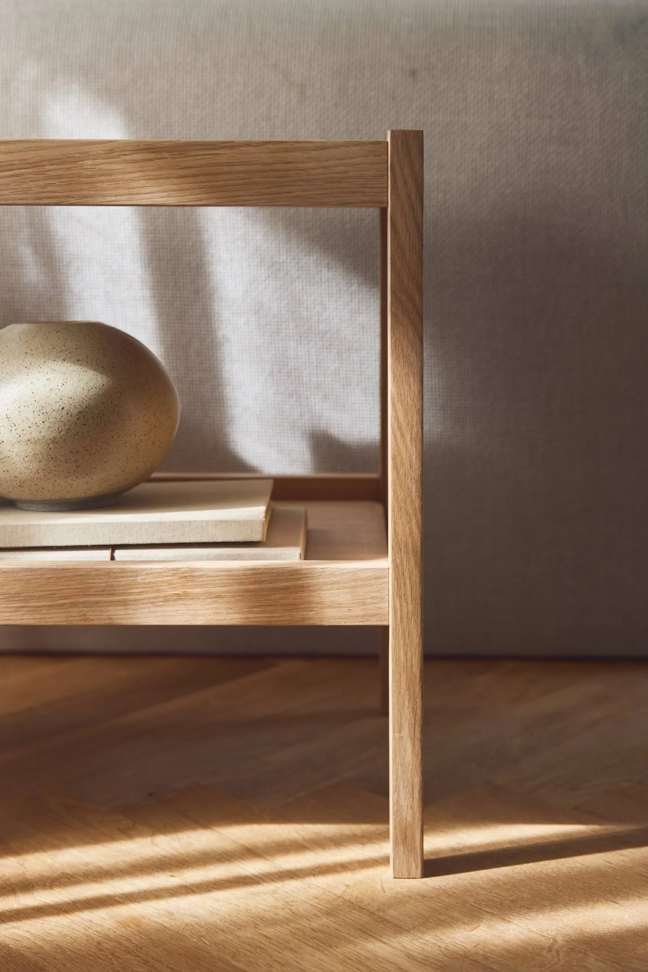 Journal Organiser side table, Oak Form & Refine
