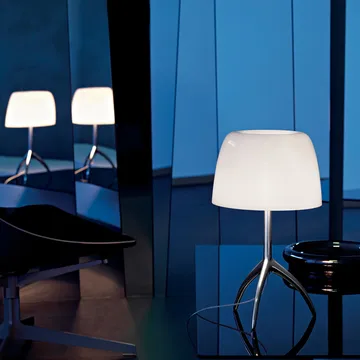 Lumiere Piccola Dimmable table lamp - White shade–champagne-coloured base - Foscarini