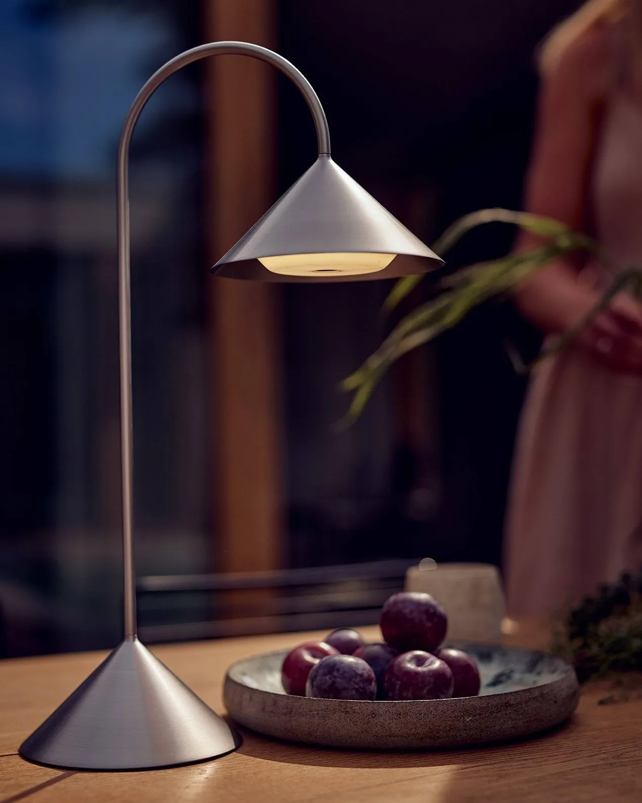 Grasp portable table lamp, Brushed stainless steel, 47 cm Frandsen