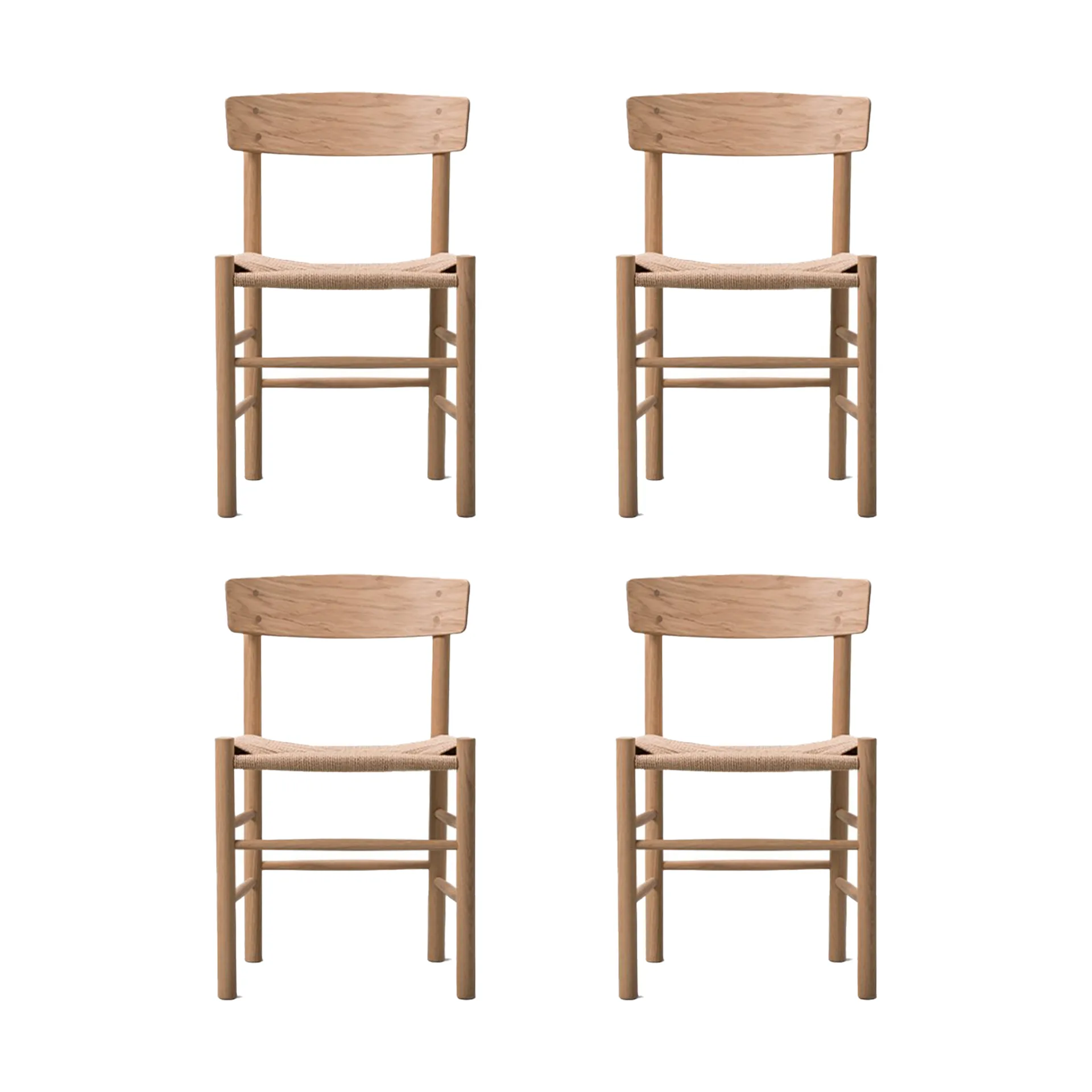 J39 chair, Light oiled oak-woven natural, 4-pack,  Fredericia Furniture