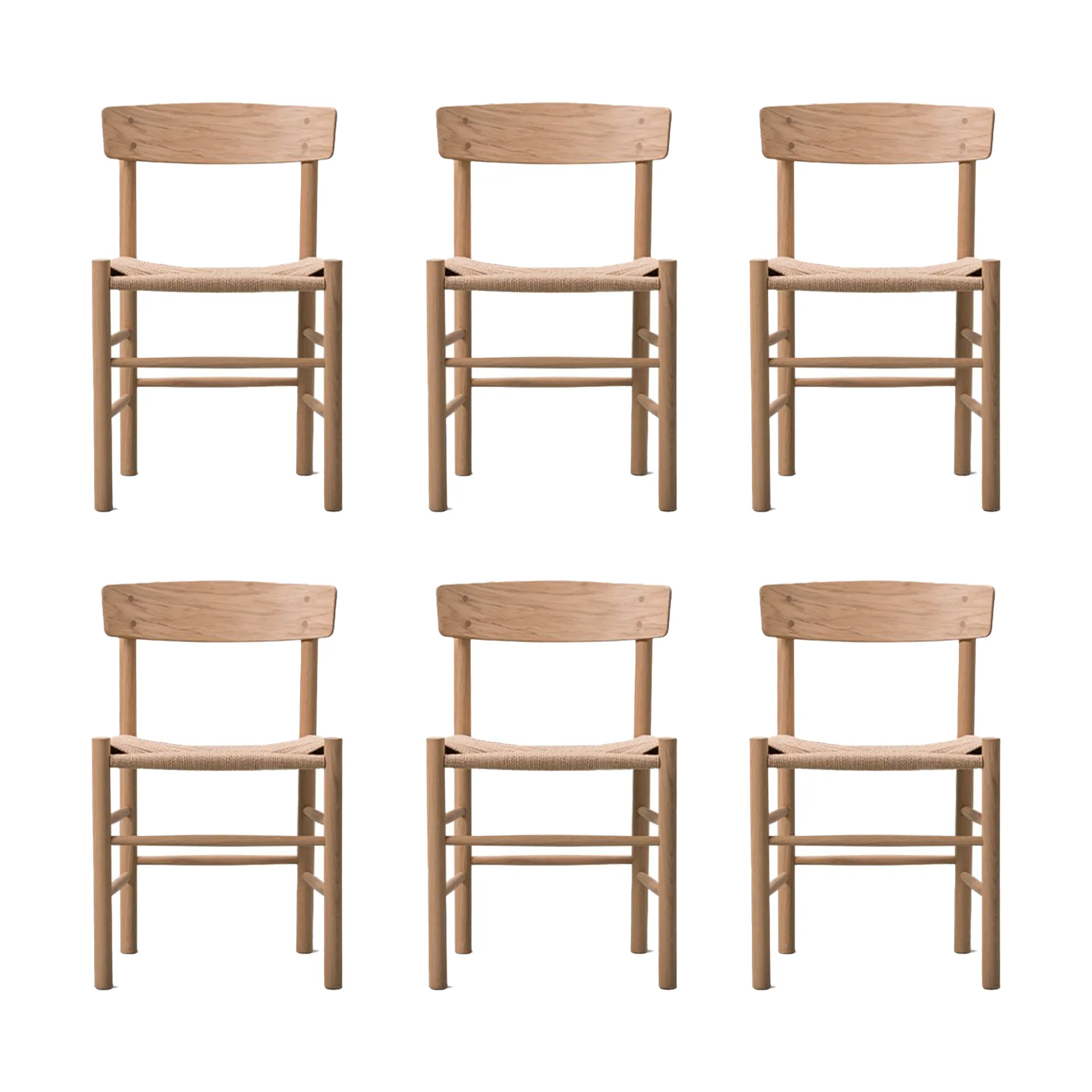 J39 chair, Light oiled oak-woven natural, 6-pack,  Fredericia Furniture