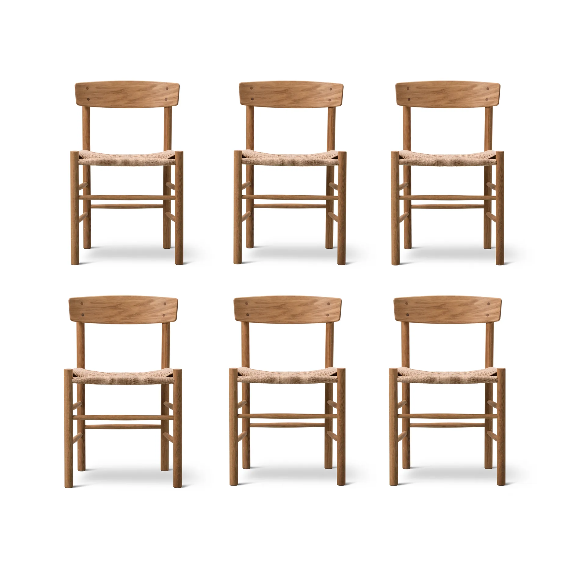 J39 chair, Oiled oak–woven natural, 6-pack,  Fredericia Furniture