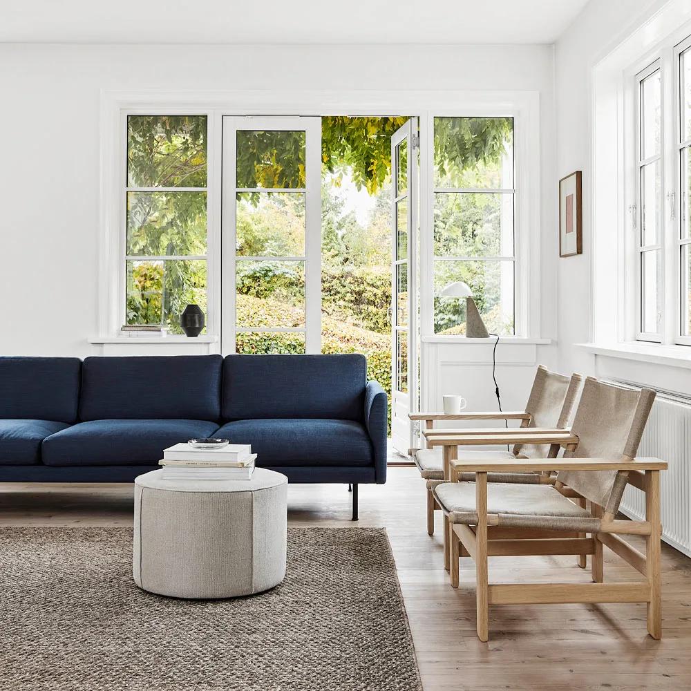 Mono seat pouf, Grand linen beige, Ø39 cm Fredericia Furniture