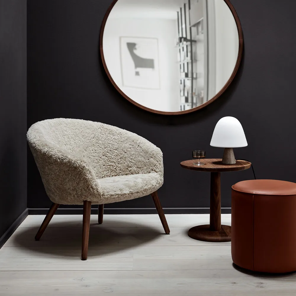 Mono seat pouf, Leather omni 301 black-Ø55 cm Fredericia Furniture