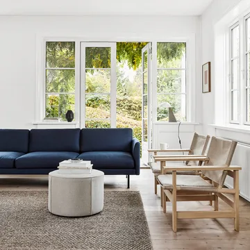 Mono seat pouf - Leather omni 301 black-Ø55 cm - Fredericia Furniture