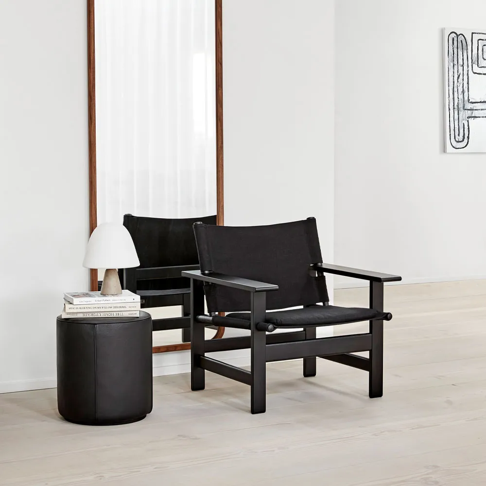 Mono seat pouf, Leather omni 301 black-Ø55 cm Fredericia Furniture