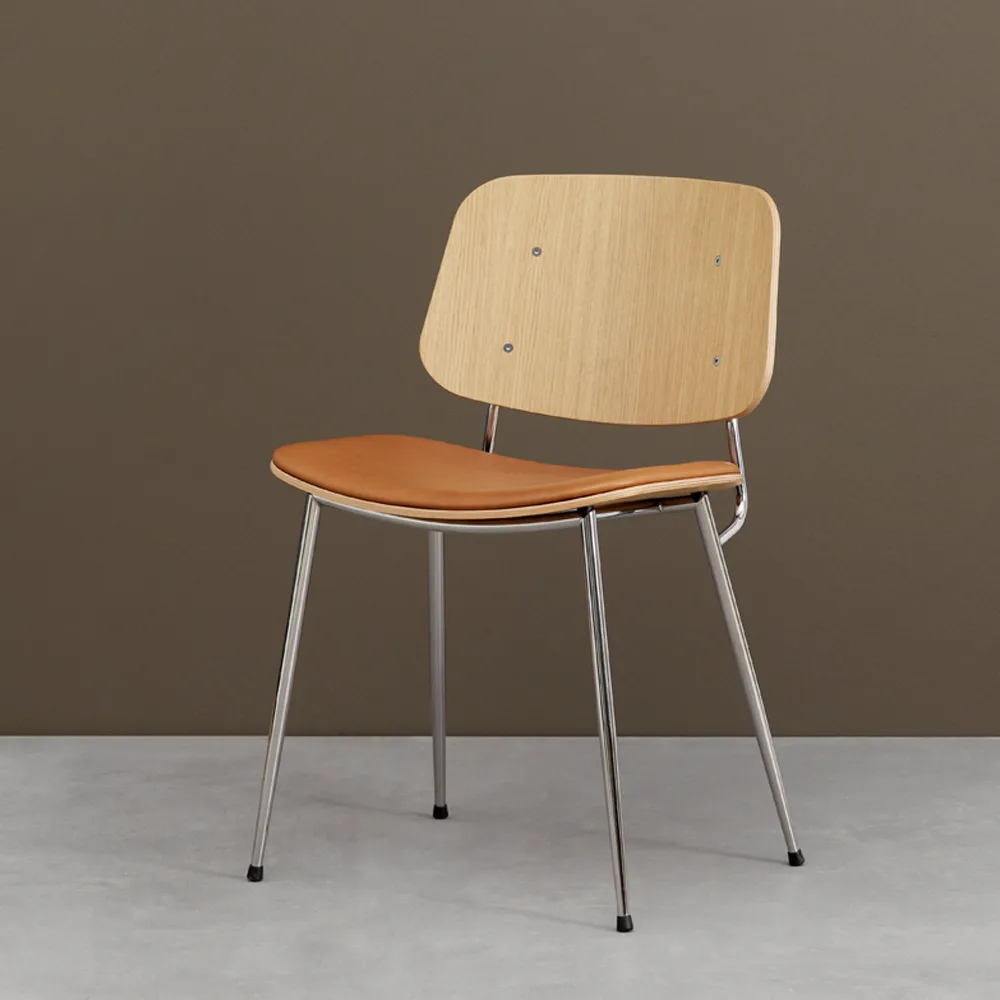 Søborg 3061 metal chair upholstered seat, Leather Omni black-black frame Fredericia Furniture