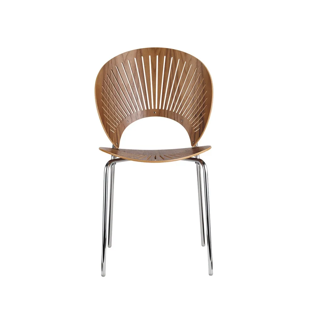 Trinidad 3398 chair, Clear lacquered walnut-leg chrome Fredericia Furniture