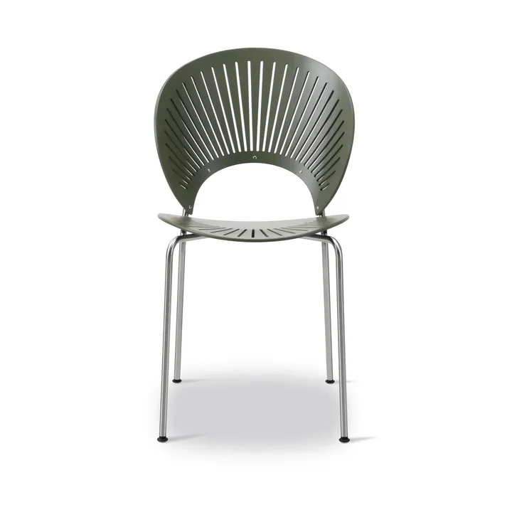 Trinidad 3398 chair - Khaki green-chrome - Fredericia Furniture
