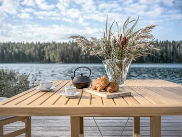 65 table - Teak, 128x120x68 cm - Fri Form