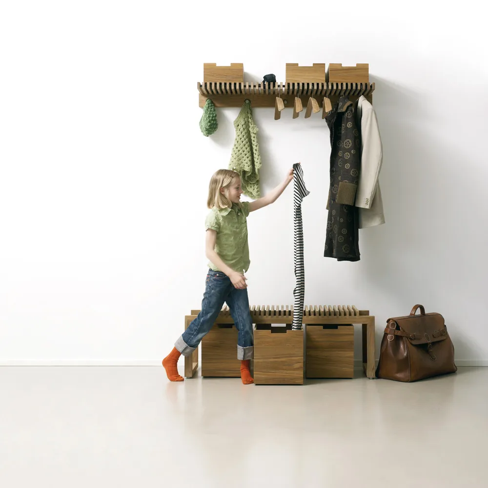 Cutter Wardrobe coat rack with shelf, Teak Fritz Hansen