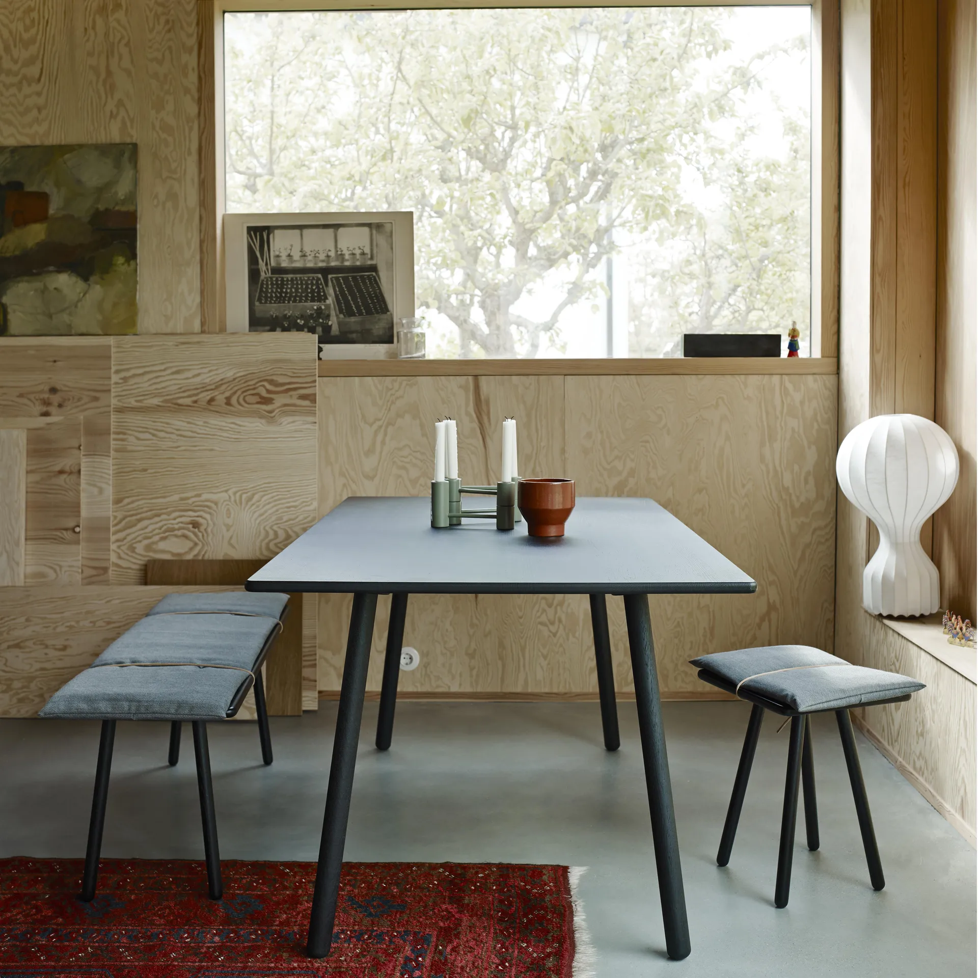 Georg bench, Black stained oak Fritz Hansen