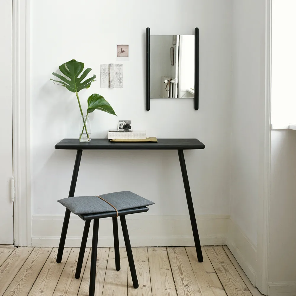 Georg stool, Linen, oak untreated, incl. linen cushion Fritz Hansen
